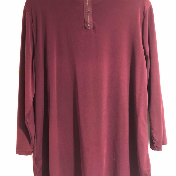 Ellen Tracy Purple Mock Neck Keyhole 3/4 Sleeve Blouse XL - Picture 2 of 3